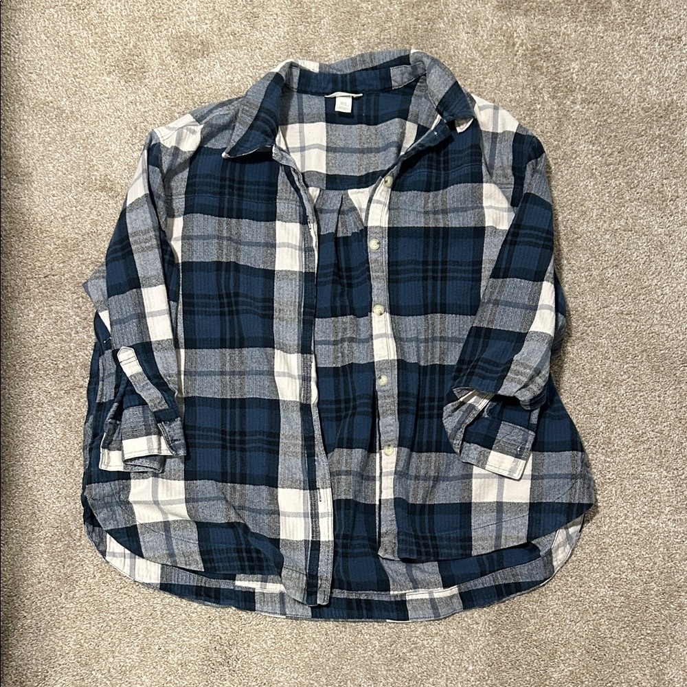 H&M Blue and White Plaid Shirt